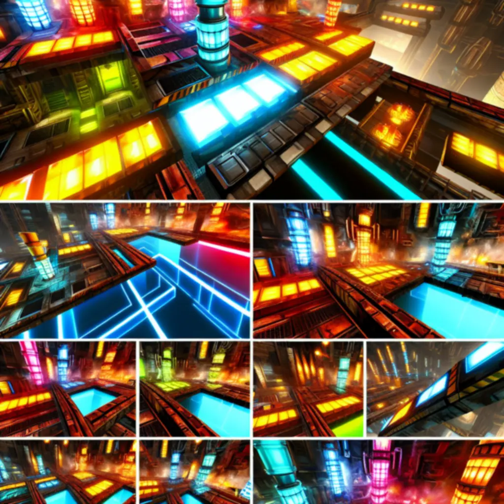 Zrzut ekranu Mechanic Escape z intensywnym, industrialnym poziomem pełnym neonowych akcentów.