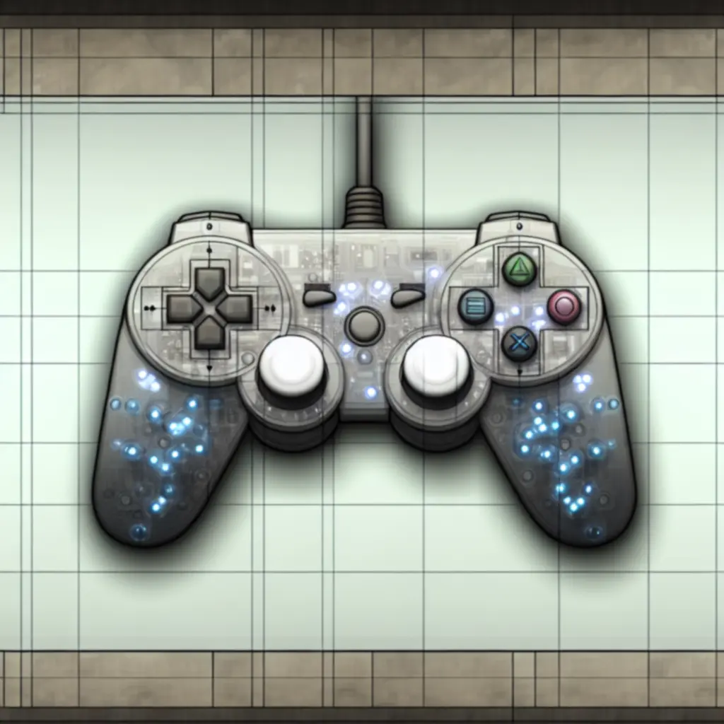 Schemat przycisków DualShock 4 z podświetlonymi funkcjami w Mechanic Escape