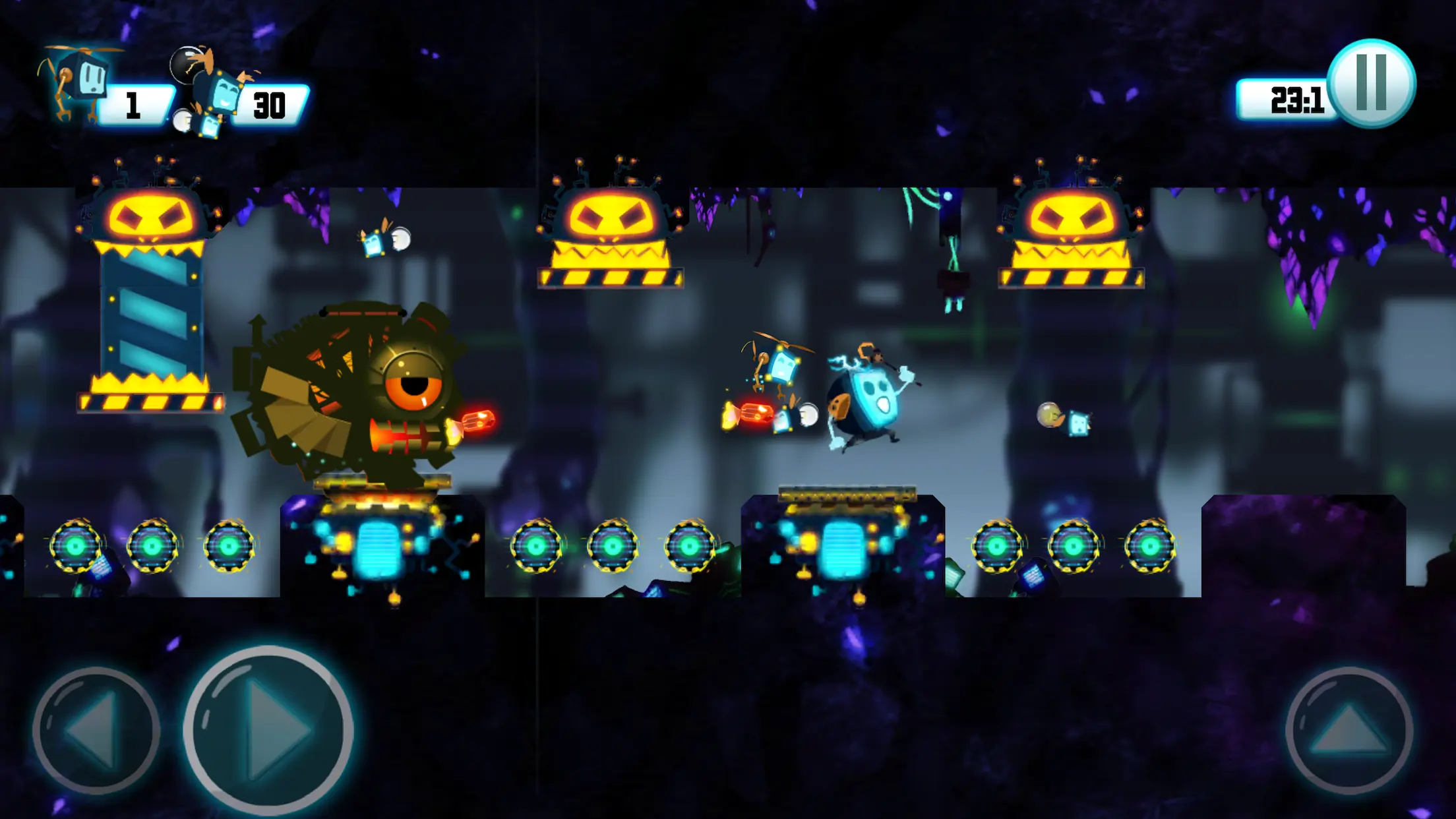 Industrialny, neonowy kadr z Mechanic Escape z metalicznymi teksturami i dramatycznym oświetleniem